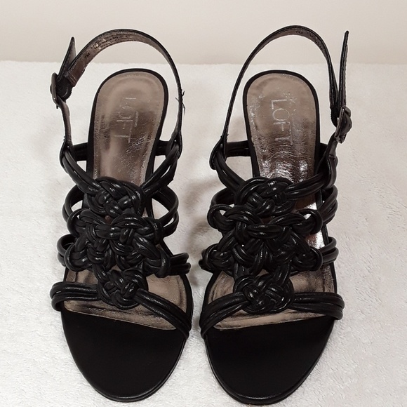 LOFT black heels sandal shoes with slingback strap - Picture 2 of 8
